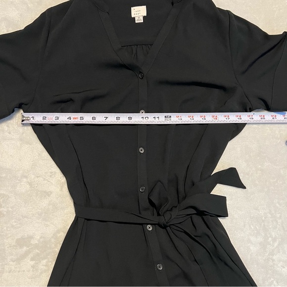 Women’s Black Button Down Dress with tie belt - Picture 3 of 5